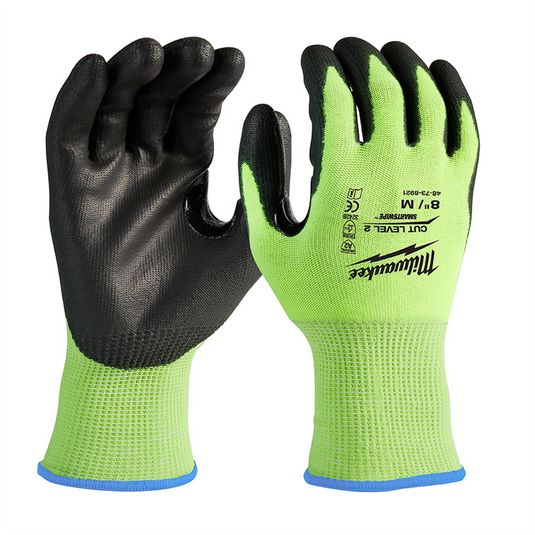 Milwaukee Tool 12 Pk Hi-Vis Cut Lvl 2 Poly Dip-M