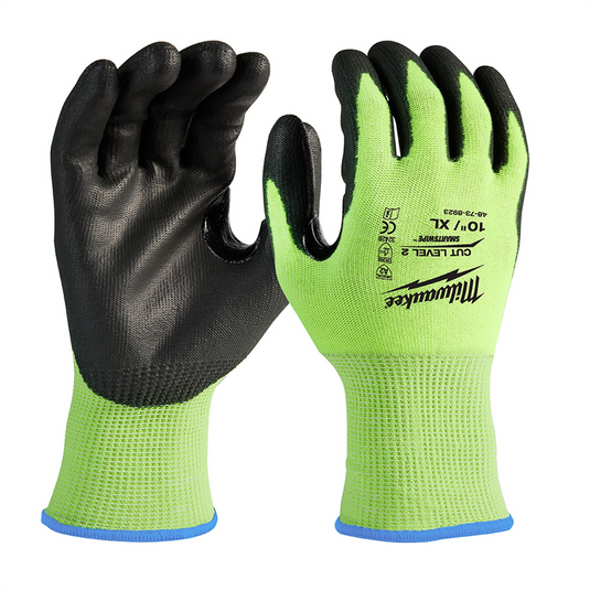 Milwaukee Tool 12 Pk Hi-Vis Cut Lvl 2 Poly Dip-XL