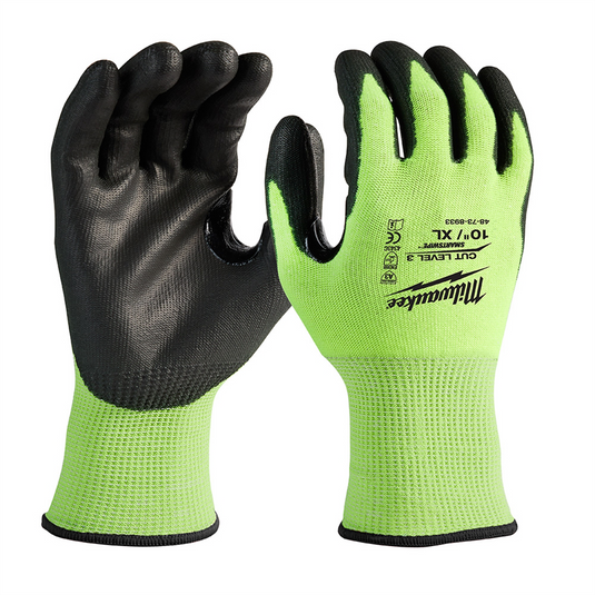 Milwaukee Tool 12 Pk Hi-Vis Cut Lvl 3 Poly Dip-XL