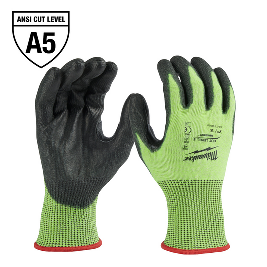 Milwaukee Tool High Visibility Cut Level 5 Polyurethane Dipped Gloves - XL