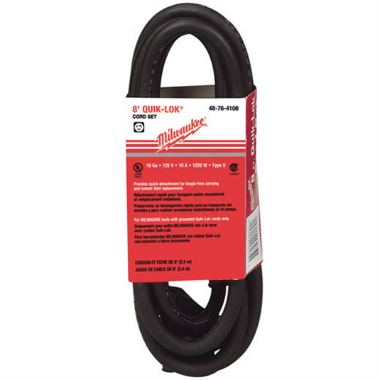 Milwaukee Tool 8 FT. QUIK-LOK TWIST STYLE 18 GAUGE PLUG CORD