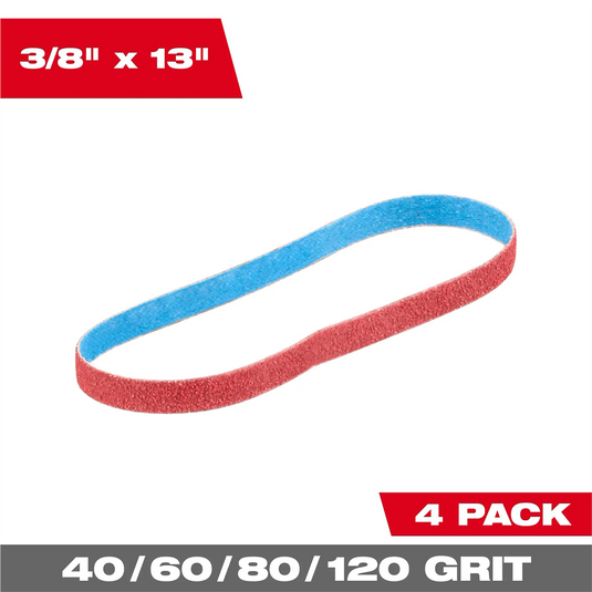 Milwaukee Tool 3/8 Inch x 13 Inch 60 Grit Bandfile Belts 4 pack