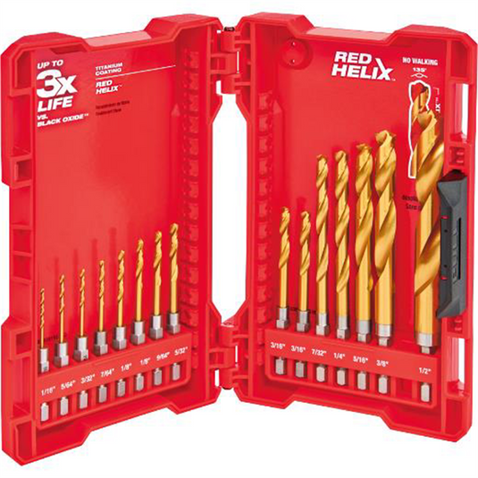 Milwaukee Tool 4 PC SHOCKWAVE RED HELIX Titanium Drill Bit Set