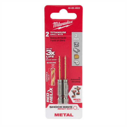 Milwaukee Tool METRIC SHOCKWAVE TITANIUM RED HELIX 2MM