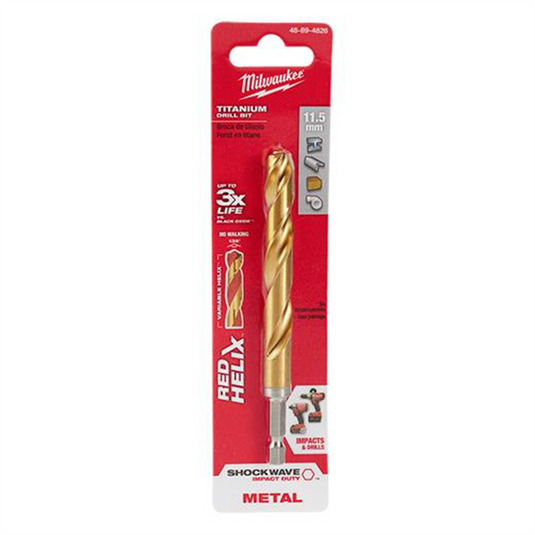 Milwaukee Tool 11.5mm Metric Titanium SHOCKWAVE Red Helix Bit