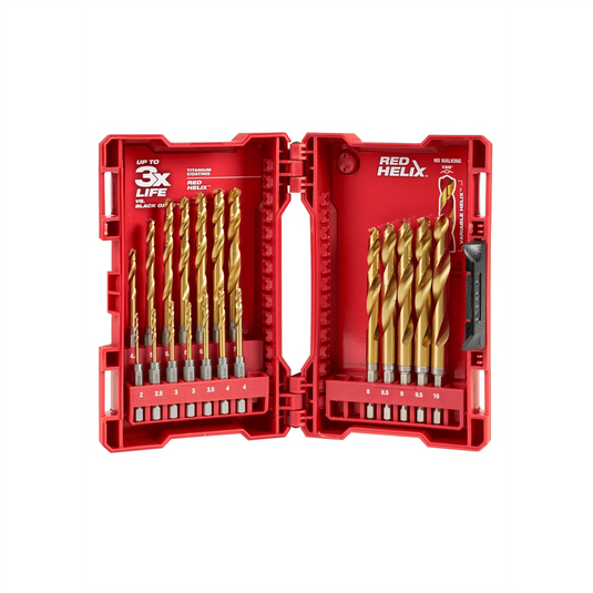 Milwaukee Tool SHOCKWAVE Impact Duty RED HELIX Titanium Metric Drill Bit  Set &hyphen; 19PC
