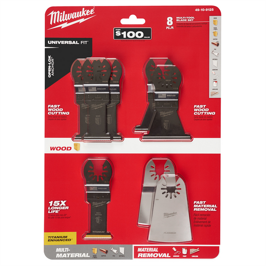 Milwaukee Tool Milwaukee UNIVERSAL FIT OPEN-LOK OSCILLATING MULTI-TOOL 8PC MULTI-TOOL BLADE GP SET