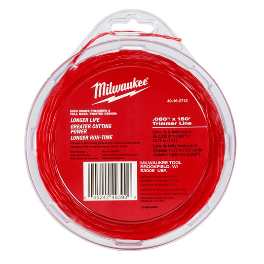 Milwaukee Tool .080""X150 FT. BRUSH GRASS LANDSCAPING TRIMMER LINE
