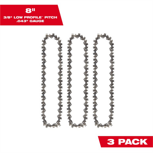 Milwaukee Tool 8 Inch Pruning Saw Chain 3Pk