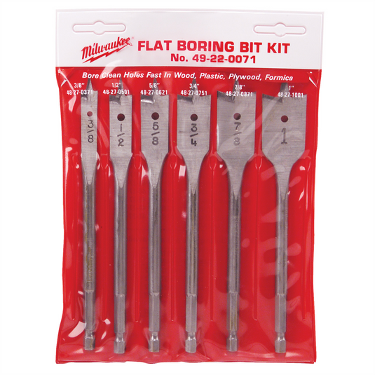 Milwaukee Tool Flat Boring Bit 6"" Universal Set - 6PC
