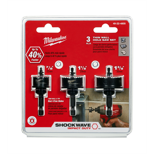 Milwaukee Tool 3-PC SHOCKWAVE IMP HOLE SAW HIT