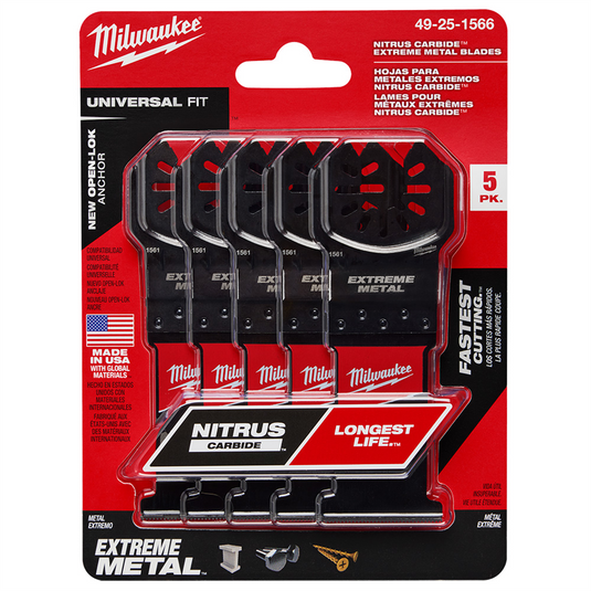 Milwaukee Tool Nitrus Carbide Extreme Metal Universal Fit Open-Lok Multi-Tool Blade 5Pk
