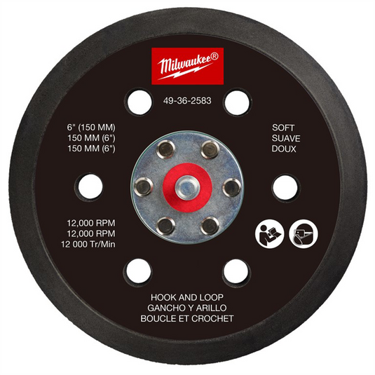 Milwaukee Tool 6 Inch Hook and Loop Sander Backing Pad - Soft
