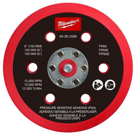 Milwaukee Tool 6 Inch Pressure Sensitive Adhesive Sander Backing Pad - Firm
