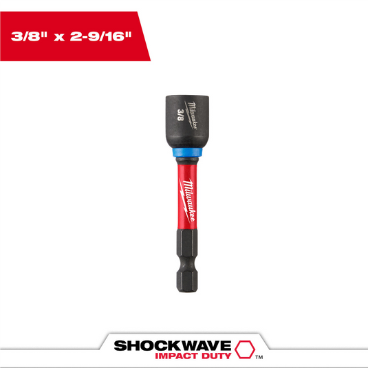 Milwaukee Tool SHOCKWAVE 2-9/16 Inch Magnetic Nutdriver 3/8 Inch (250 Pk)