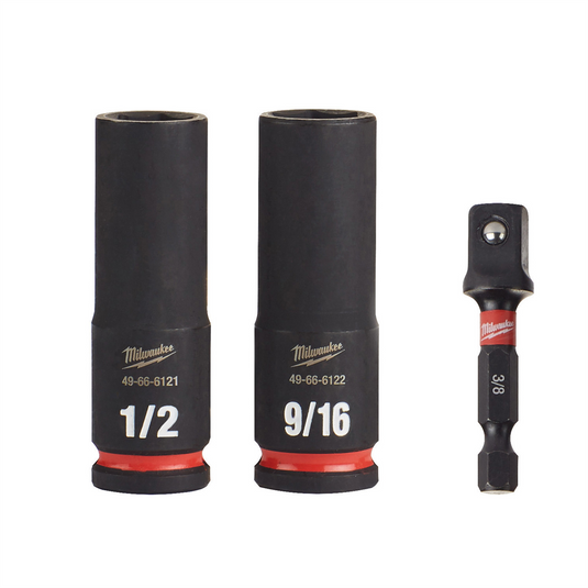 Milwaukee Tool 3PC SHOCKWAVE Impact Duty  3/8"" Drive SAE Deep 6 Point Socket Set