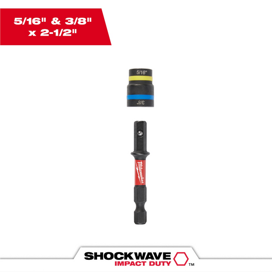 Milwaukee Tool SHOCKWAVE Impact Duty 5/16&rdquo; and 3/8&rdquo; x 2-1/2&rdquo; QUIK-CLEAR 2-in-1 Magnetic Nut Driver