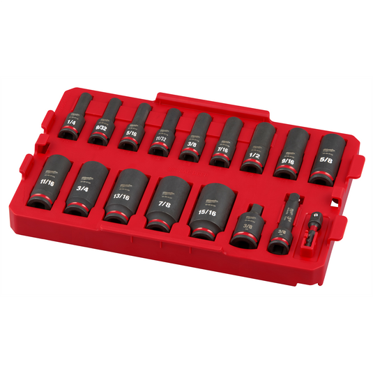 Milwaukee Tool SHOCKWAVE Impact Duty Socket 3/8&rdquo; Dr 17PC SAE TRAY Set