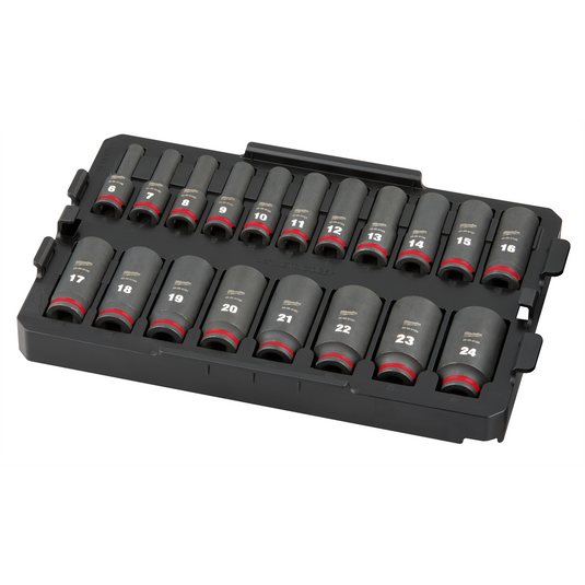 Milwaukee Tool SHOCKWAVE Impact Duty Socket 3/8&rdquo; Dr 19PC MM TRAY Set