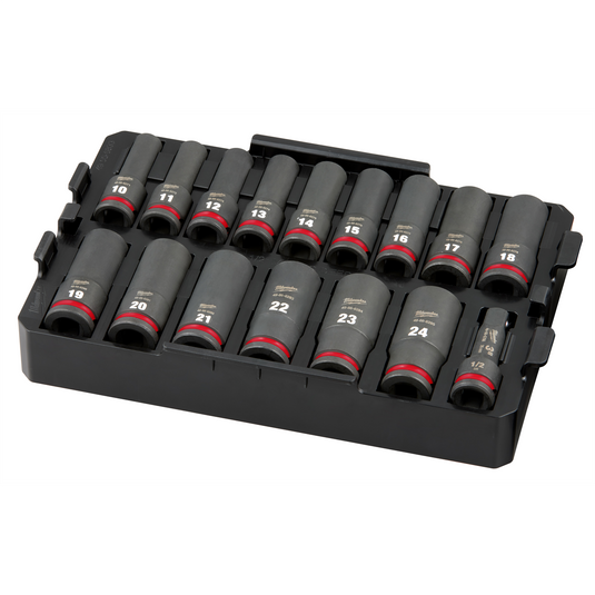 Milwaukee Tool SHOCKWAVE Impact Duty Socket 1/2&rdquo; Dr 16PC MM TRAY Set