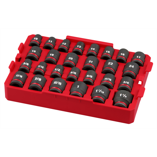 Milwaukee Tool SHOCKWAVE Impact Duty Socket 1/2&rdquo; Dr 27PC SAE TRAY Set