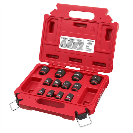 Milwaukee Tool 12PCSHOCKWAVE Impact Duty 3/8"" Drive SAE Standard 6 Point Socket Set