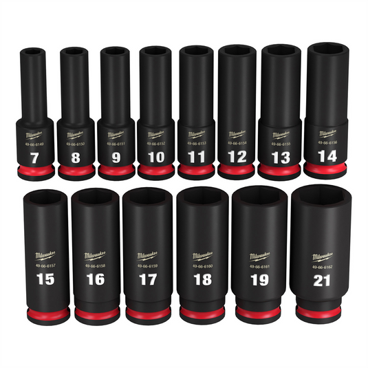 Milwaukee Tool 14PC SHOCKWAVE Impact Duty  3/8"" Drive Metric Deep 6 Point Socket Set