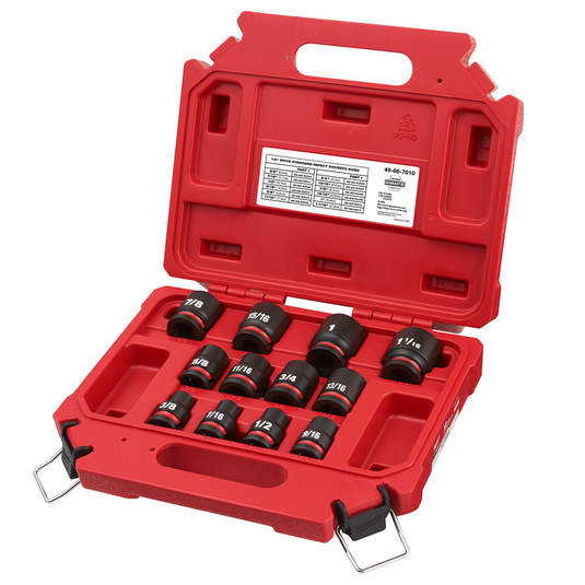 Milwaukee Tool 12PCSHOCKWAVE Impact Duty 1/2"" Drive SAE Standard 6 Point Socket Set