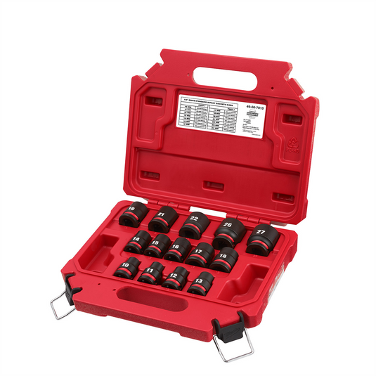 Milwaukee Tool 14PCSHOCKWAVE Impact Duty 1/2"" Drive Metric Standard 6 Point Socket Set