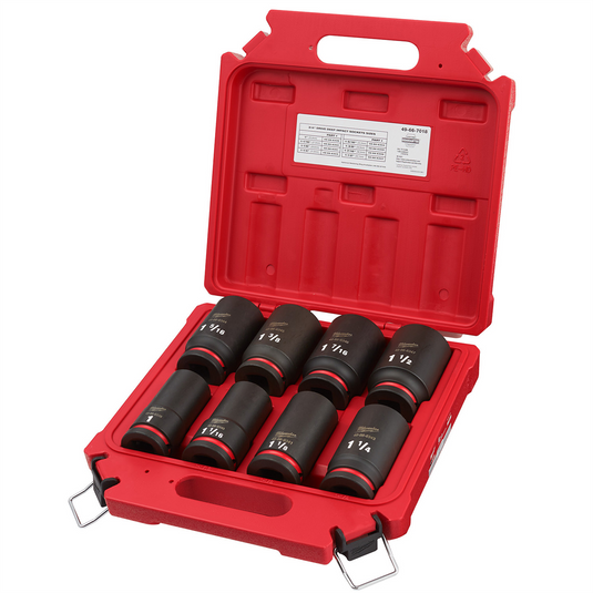 Milwaukee Tool 8PCSHOCKWAVE Impact Duty 3/4"" Drive SAE Deep 6 Point Socket Set