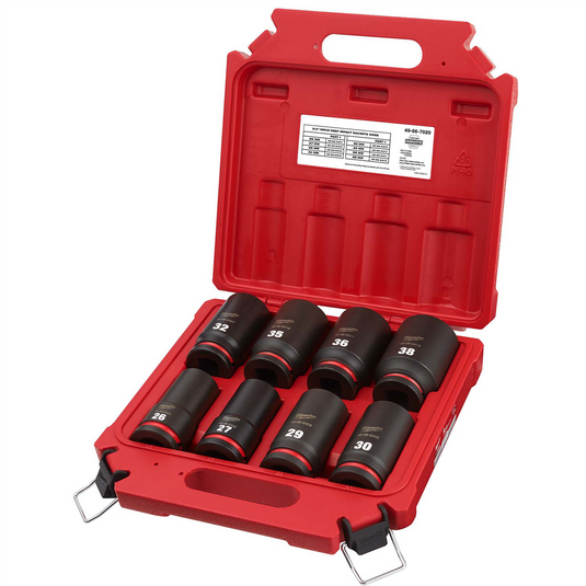 Milwaukee Tool 8PCSHOCKWAVE Impact Duty 3/4"" Drive Metric Deep 6 Point Socket Set