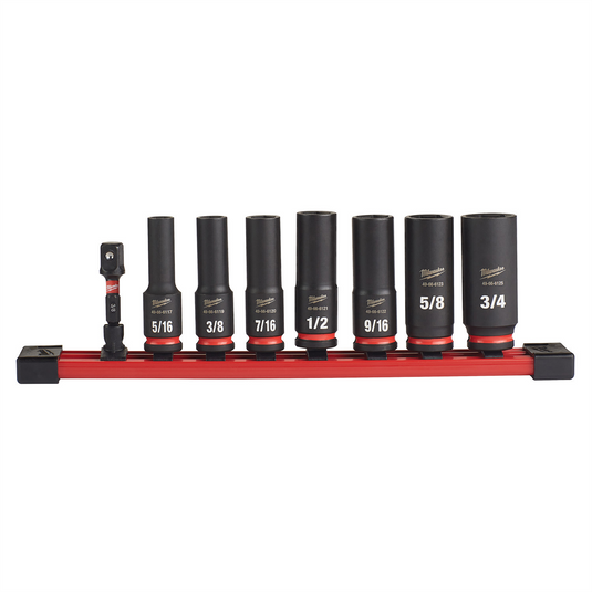 Milwaukee Tool 8PC SHOCKWAVE Impact Duty  3/8"" Drive SAE Deep 6 Point Socket Set