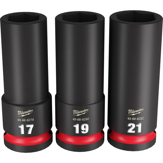 Milwaukee Tool 3PC SHOCKWAVE Impact Duty  1/2"" Drive Metric Deep 6 Point Socket Set