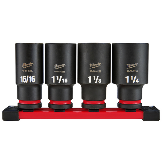 Milwaukee Tool 4Piece SHOCKWAVE Impact Duty  1/2 Inch Drive SAE Deep 6 Point Socket Set