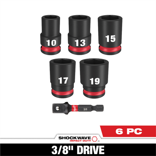 Milwaukee Tool 6PC SHOCKWAVE Impact Duty 3/8"" Drive Metric Standard Socket Set