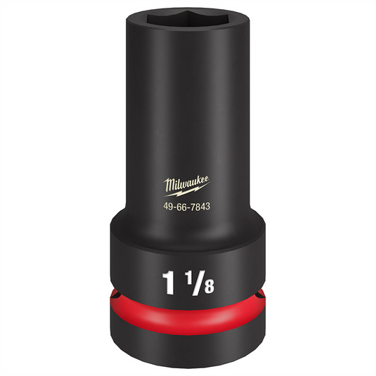 Milwaukee Tool SHOCKWAVE Impact Duty 1"" Drive 1-1/8"" Thin Wall Extra Deep 6 Point Socket