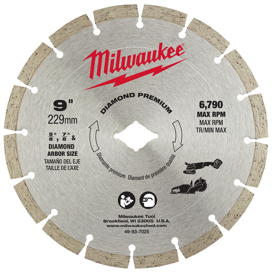 Milwaukee Tool 9"" Diamond Premium Segmented Cutting Blade