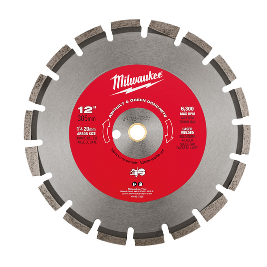 Milwaukee Tool 12"" Asphalt & Green Concrete Segmented