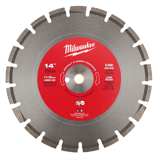 Milwaukee Tool 14"" Asphalt & Green Concrete Segmented