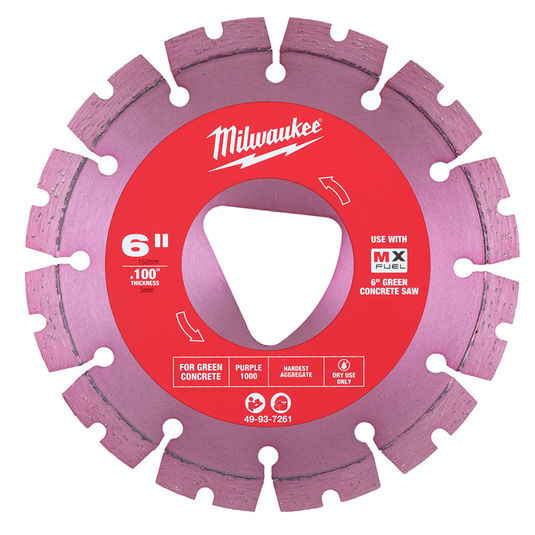 Milwaukee Tool Purple 6&rdquo; x .100&rdquo; Diamond Blade for Green Concrete