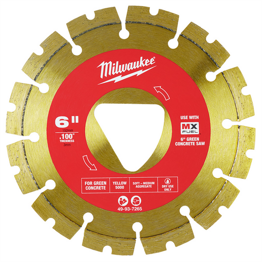 Milwaukee Tool Yellow 6&rdquo; x .100&rdquo; Diamond Blade for Green Concrete