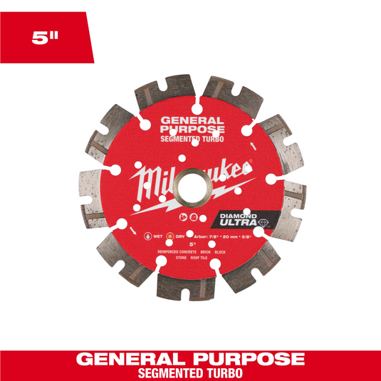 Milwaukee Tool 5 Inch DIAMOND ULTRA Segmented Turbo; General Purpose Diamond Blade