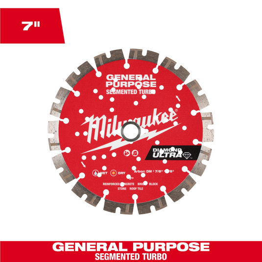 Milwaukee Tool 7 Inch DIAMOND ULTRA Segmented Turbo; General Purpose Diamond Blade