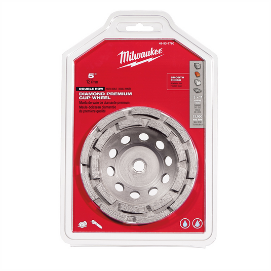 Milwaukee Tool 5"" Diamond Cup Wheel Double Row