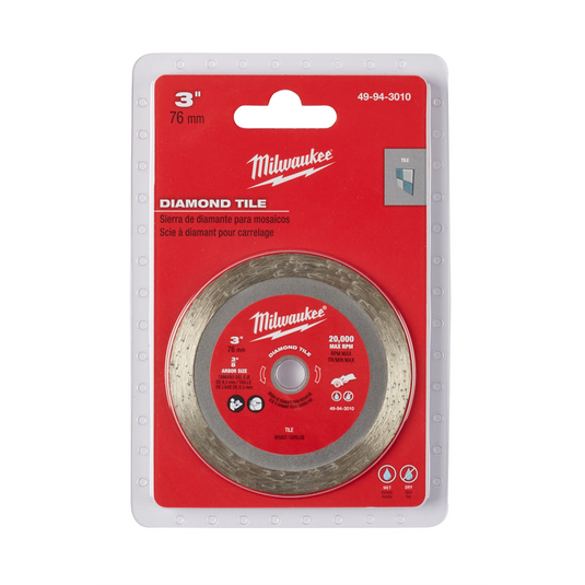 Milwaukee Tool 3"" DIAMOND TILE CUT-OFF BLADE MAX 20;000 RPM