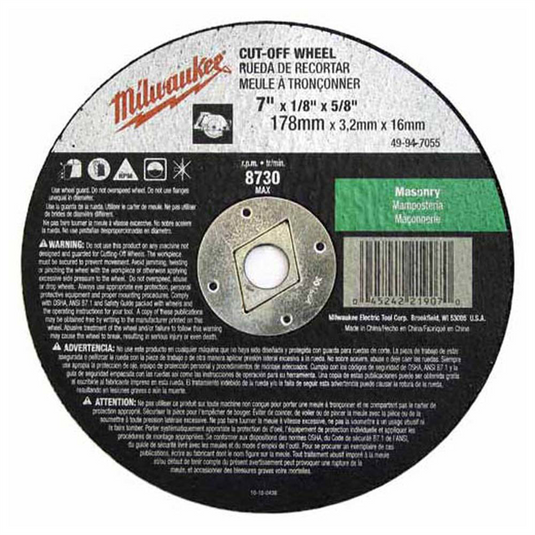 Milwaukee Tool 7"" x 1/8"" x 5/8"" Cut-Off Wheel (Type 1)