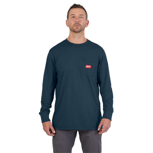 Milwaukee Tool GRIDIRON Pocket T-Shirt - Long Sleeve Blue XL