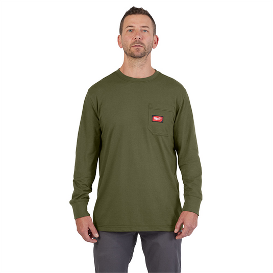 Milwaukee Tool GRIDIRON Pocket T-Shirt - Long Sleeve Green L
