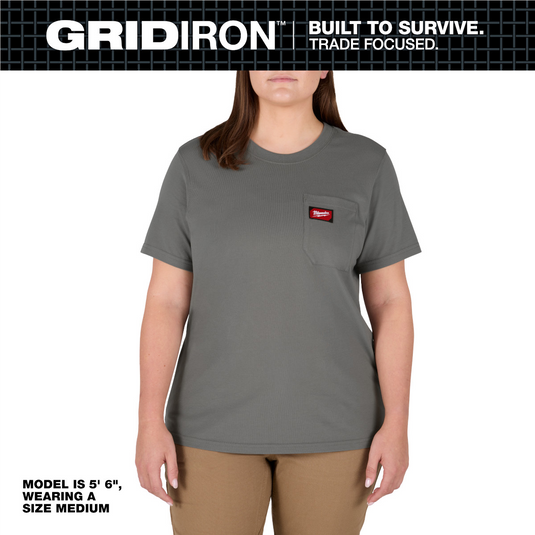 Milwaukee Tool Women's GRIDIRON Pocket T-Shirt - Short Sleeve -  Gray -  S