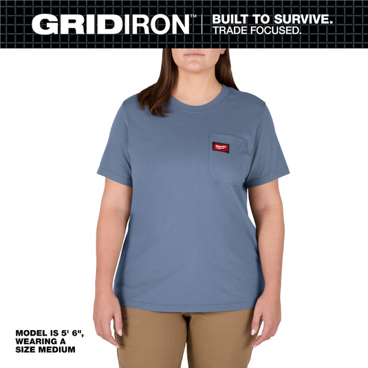 Milwaukee Tool Women's GRIDIRON Pocket T-Shirt - Short Sleeve -  Blue L